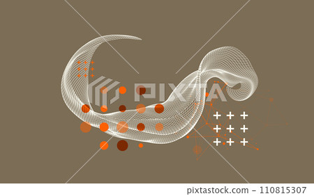 The abstract wave is made in a frame style. Template for science and technology presentation. Hand drawn vector art. The abstract wave is made in a frame style. Template for science and technology presentation. Hand drawn vector art. 110815307