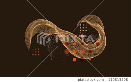 The abstract wave is made in a frame style. Template for science and technology presentation. Hand drawn vector art. The abstract wave is made in a frame style. Template for science and technology presentation. Hand drawn vector art. 110815308