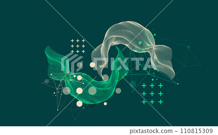 The abstract wave is made in a frame style. Template for science and technology presentation. Hand drawn vector art. The abstract wave is made in a frame style. Template for science and technology presentation. Hand drawn vector art. 110815309