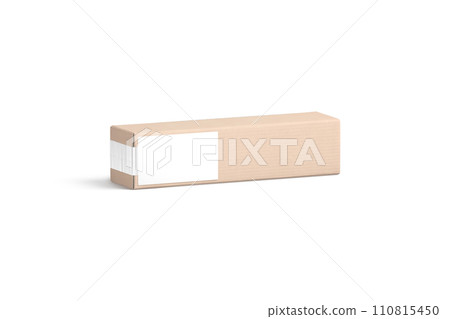 Blank white shipping label on craft box mockup, side view Blank white shipping label on craft box mockup, side view 110815450