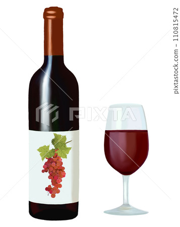 紅酒（瓶子和玻璃杯） 110815472