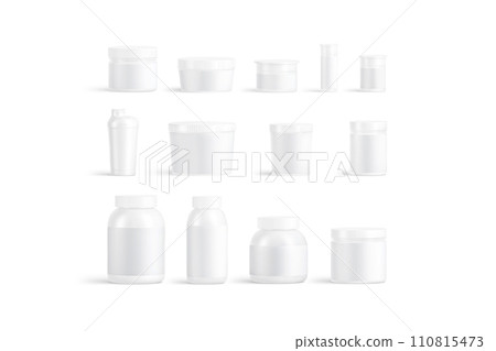 Blank white vitamin and protein can mockup, different types Blank white vitamin and protein can mockup, different types 110815473
