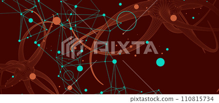 Microbiology science vector. Microscopic bacteria. Bacterium microorganism, viruses and microbes background. Hand drawn art. 110815734