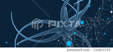 Microbiology science vector. Microscopic bacteria. Bacterium microorganism, viruses and microbes background. Hand drawn art. 110815735