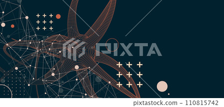 Microbiology science vector. Microscopic bacteria. Bacterium microorganism, viruses and microbes background. Hand drawn art. 110815742