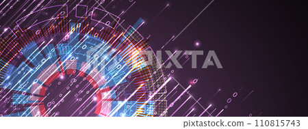 Big Data. Abstract digital futuristic vector illustration on technology background. Data mining and management concept. Hand drawn art. Big Data. Abstract digital futuristic vector illustration on technology background. Data mining and management concept. Hand drawn art. 110815743