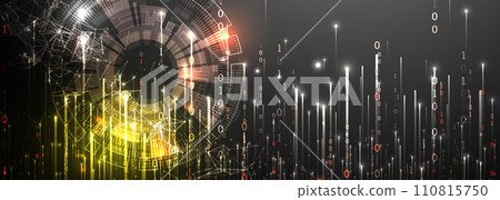 Big Data. Abstract digital futuristic vector illustration on technology background. Data mining and management concept. Hand drawn art. Big Data. Abstract digital futuristic vector illustration on technology background. Data mining and management concept. Hand drawn art. 110815750