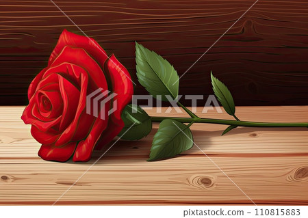 AI-generated content. red rose on wooden table for valentines day illustration AI-generated content. red rose on wooden table for valentines day illustration 110815883