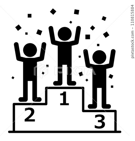 Illustration of a podium where 1st to 3rd place winners are congratulated Illustration of a podium where 1st to 3rd place winners are congratulated 110815884