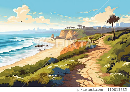 AI-generated content. beautiful lonely beach in summer illustration AI-generated content. beautiful lonely beach in summer illustration 110815885