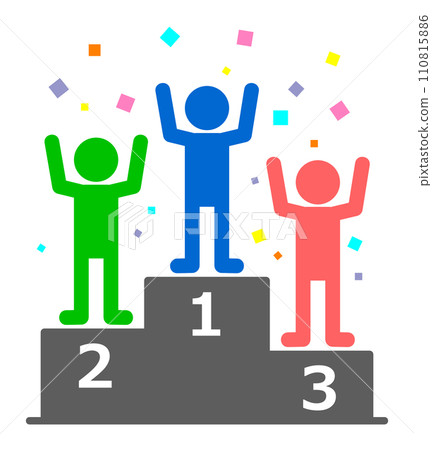Illustration of a podium where 1st to 3rd place winners are congratulated Illustration of a podium where 1st to 3rd place winners are congratulated 110815886