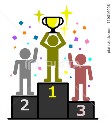 Illustration of a podium where 1st to 3rd place winners are congratulated Illustration of a podium where 1st to 3rd place winners are congratulated 110816008