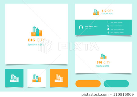 Big city logo design with editable slogan. Branding book and business card template. Big city logo design with editable slogan. Branding book and business card template. 110816009