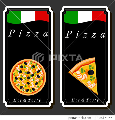 Illustration on theme big hot tasty pizza to pizzeria menu Illustration on theme big hot tasty pizza to pizzeria menu 110816066