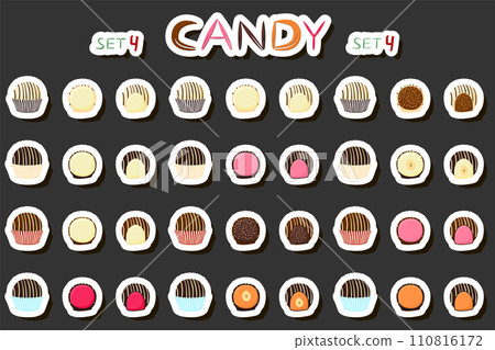 Illustration on theme beautiful big set sweet chocolate candy bonbon Illustration on theme beautiful big set sweet chocolate candy bonbon 110816172