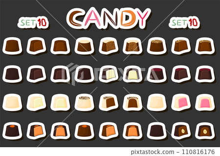 Illustration on theme beautiful big set sweet chocolate candy bonbon Illustration on theme beautiful big set sweet chocolate candy bonbon 110816176