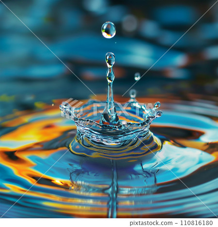 Stop motion photography of water drop, water splash falling drop in pond Stop motion photography of water drop, water splash falling drop in pond 110816180
