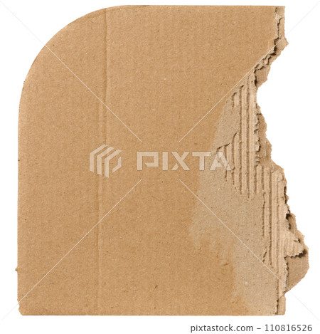 Torn piece of brown cardboard on isolated background Torn piece of brown cardboard on isolated background 110816526