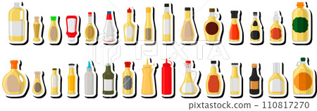 Illustration big kit varied glass bottles filled liquid white wine vinegar Illustration big kit varied glass bottles filled liquid white wine vinegar 110817270