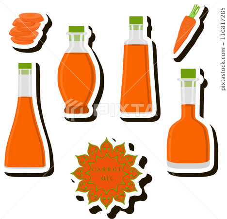 Illustration on theme big set different types liquid oil, bottle various size 110817285