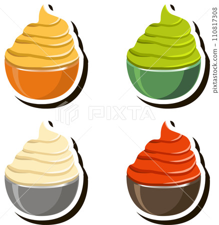 set various types beautiful tasty edible bright sauce consisting of various ingredients 110817308