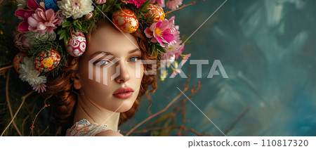 Spring Beauty with Easter Floral Garland Spring Beauty with Easter Floral Garland 110817320