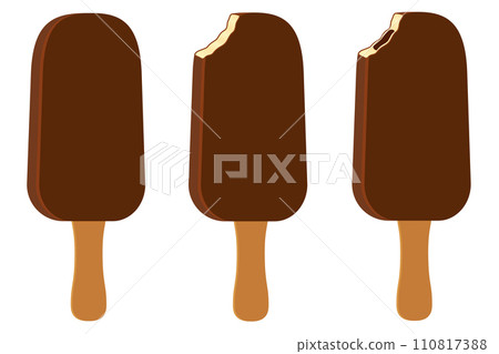 ice cream in chocolate glaze on stick stock vector illustration 110817388
