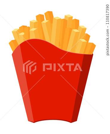 french fries in carton pack stock vector illustration 110817390