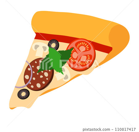 big round pizza with cheese tomato salami olive champignon onion stock vector illustration 110817417