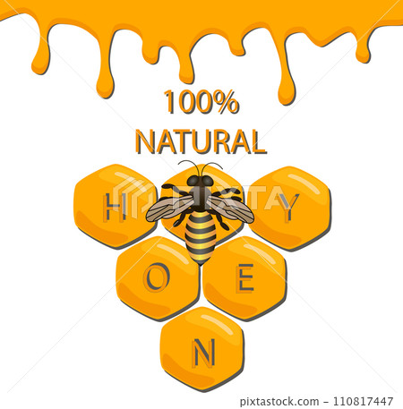 Various sweet tasty natural honey from honeycomb 110817447