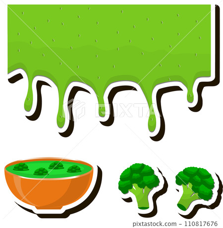 Illustration on theme beautiful tasty edible hot homemade soups with broth 110817676