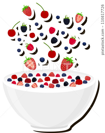 Illustration on theme big set different types dessert sweet milk cereal in bowl Illustration on theme big set different types dessert sweet milk cereal in bowl 110817726