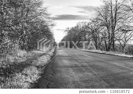 Beautiful empty asphalt road in countryside on colored background Beautiful empty asphalt road in countryside on colored background 110818572