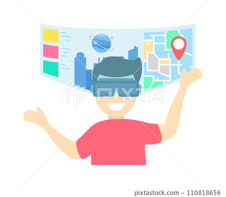 A man access virtual world using vr glasses 110818656