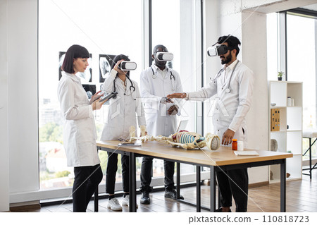 Science, technology, virtual reality and people concept. 110818723
