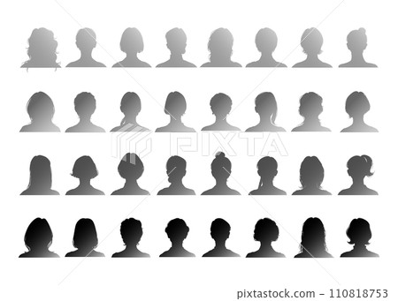 不同髮型女性身分證照片剪影插畫集 110818753