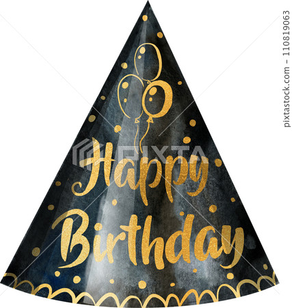 Party hat. Watercolor illustration. Birthday element 110819063