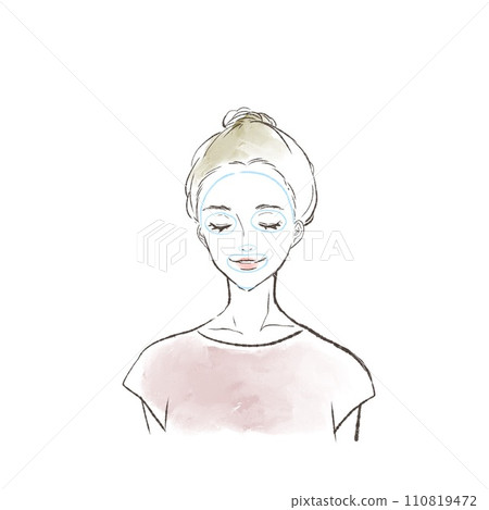 Illustration of a woman doing skin care with a face pack Illustration of a woman doing skin care with a face pack 110819472