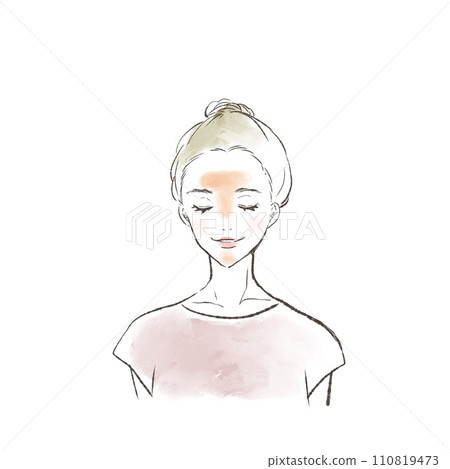 Illustration of a woman showing shiny T-zone 110819473