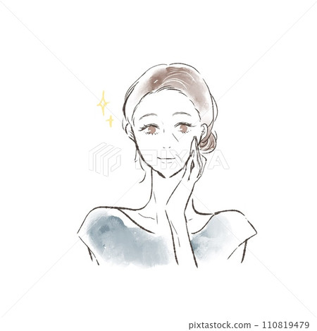 擺脫皮膚問題的中年婦女的插圖 擺脫皮膚問題的中年婦女的插圖 110819479