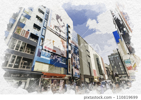 Watercolor style Akihabara Station Street Chiyoda-ku, Tokyo 110819699