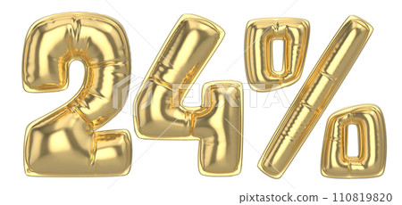 Number percent 3d rendering Gold metal discount 110819820