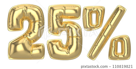 Number percent 3d rendering Gold metal discount Number percent 3d rendering Gold metal discount 110819821