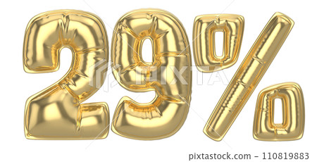 Number Percent 3D Rendering Gold Metal Discount 110819883