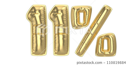 Number Percent 3D Rendering Gold Metal Discount 110819884
