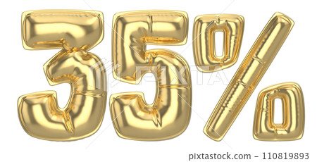 Number Percent 3D Rendering Gold Metal Discount Number Percent 3D Rendering Gold Metal Discount 110819893