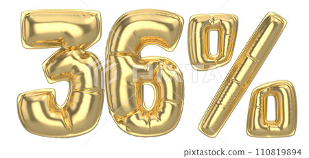Number Percent 3D Rendering Gold Metal Discount Number Percent 3D Rendering Gold Metal Discount 110819894