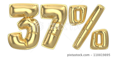 Number Percent 3D Rendering Gold Metal Discount 110819895