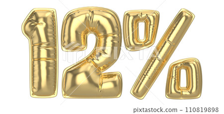 Number Percent 3D Rendering Gold Metal Discount Number Percent 3D Rendering Gold Metal Discount 110819898