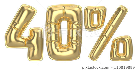 Number Percent 3D Rendering Gold Metal Discount 110819899